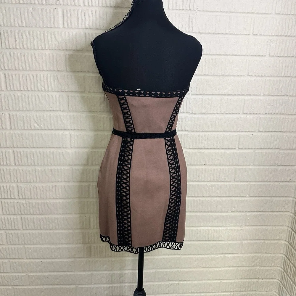 NWT Free People City Lights Embroidered Tube Bodycon Dress Brown/Black Sz 2 $250